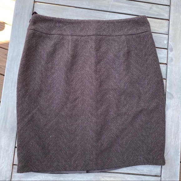 🛑 {SOLD} Eileen Fisher Wool Herringbone Tweed Pleated Mini Skirt - Picture 6 of 6